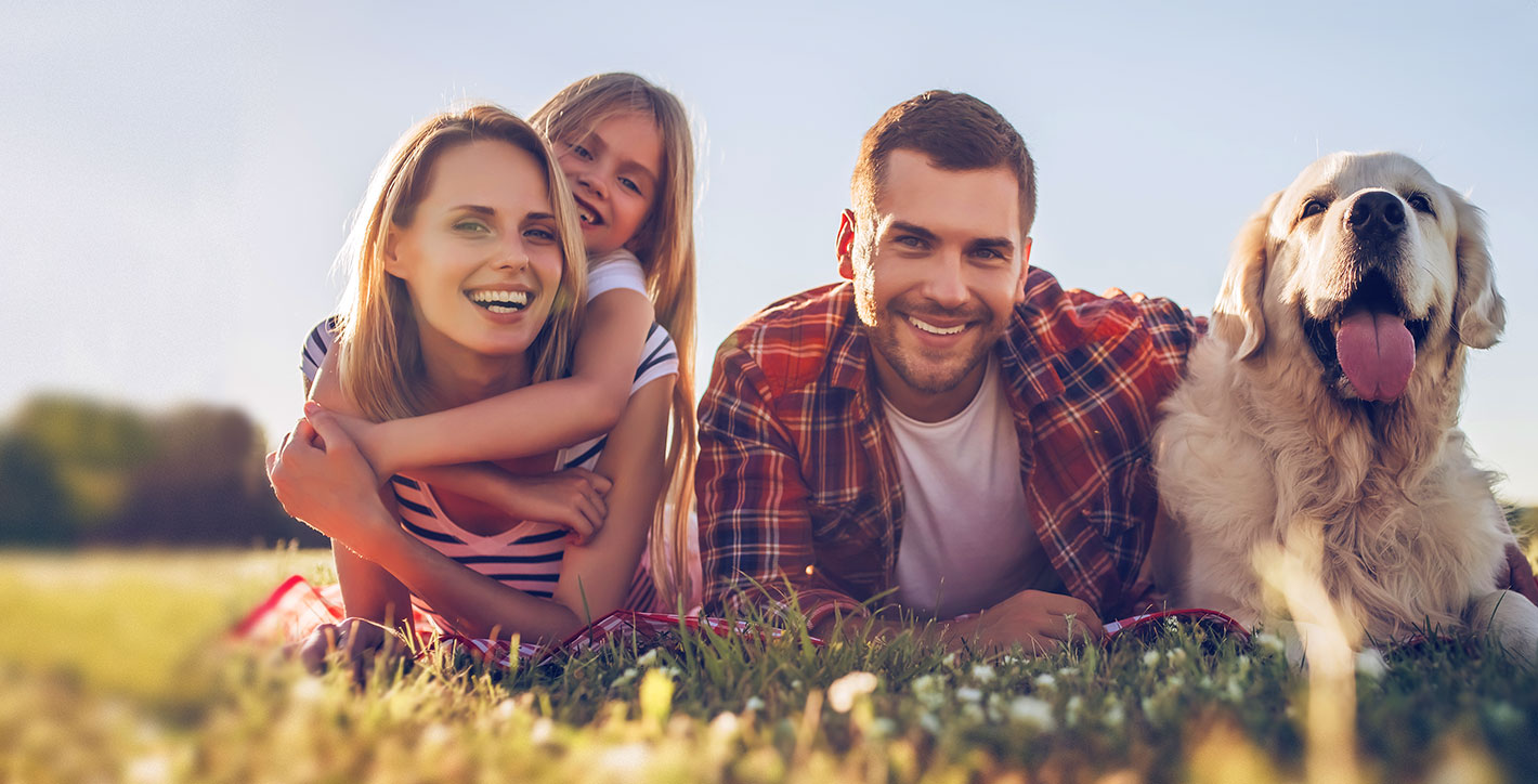 family in field